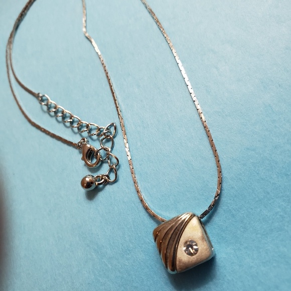 Vintage Silver necklace with Diamond gemstone - Picture 7 of 8